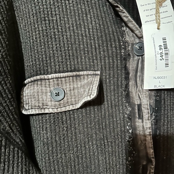 Black Ribbed Button-Up Cardigan - Picture 5 of 5